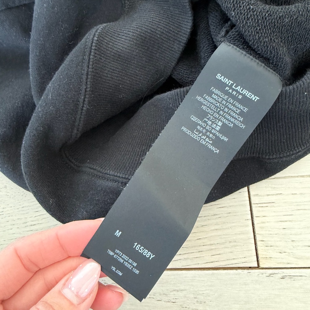 Saint Laurent Logo Printed Drawstring Hoodie Size… - image 3